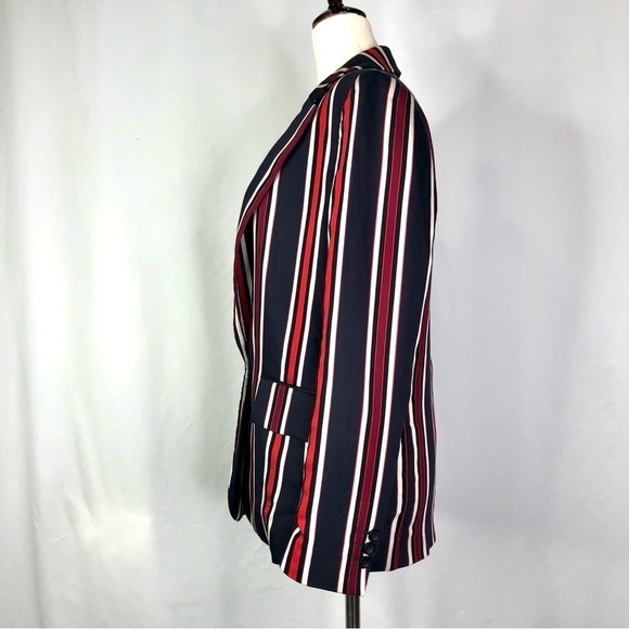H&M striped viscose sateen blazer navy black red size 4 - Picture 5 of 10